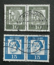 Bund 1965: 2 poziome arkusze/pary "ZNACZĄCE NIEMIECKIE", stemplowane.