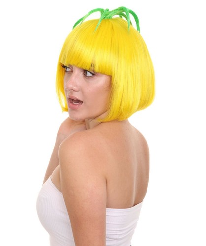 Women's Pineapple Fruit Lovely Halloween Cosplay Costume Yellow Bob Wigs HW-1771 - Picture 3 of 11