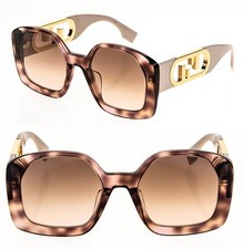 FENDI O'LOCK 40048 Brown Havana Beige Fashion FF Lock Logo Sunglasses FE40048U