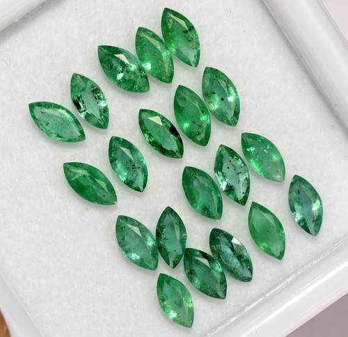 6x3 mm Natural Emerald Marquise Cut Lot 20 Pcs 4.37 CTS Faceted Loose Gemstones - Picture 4 of 6
