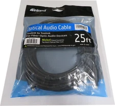 Inland Toslink Digital Optical Audio Cable 25ft US Retail NEW
