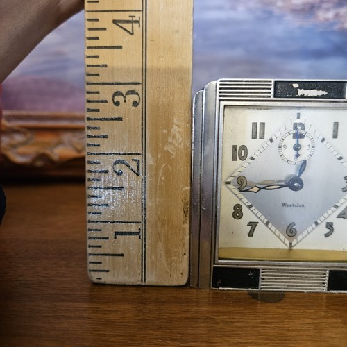 Vintage Westclox Art Deco Small Alarm Clock Model 61-H, #405 Dura Metal Case - Picture 14 of 15