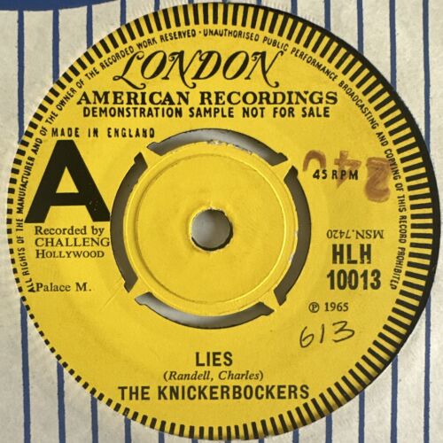 THE KNICKERBOCKERS LIES 7” VINYL LONDON UK 1966 DEMO EXC NUGGETS RARITY - Picture 3 of 6