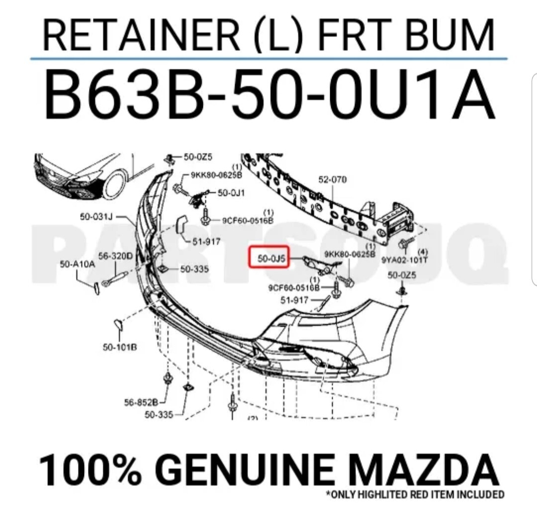 Genuine OEM 2007-2009 Mazda3 Driver Side Bumper Cover Retaining Brkt Genuine OEM 2007-2009 Mazda3 Driver Side Bumper Cover Retaining Brkt
