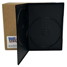 USDISC DVD Cases Slimline 7mm Premium, Double 2 Disc (Black) Lot