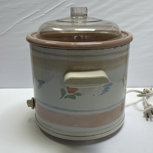 Vintage Rival 3.5 Qrt Crock Pot Slow Cooker Model 3100 Pink Flowers - Tested! - Picture 9 of 12