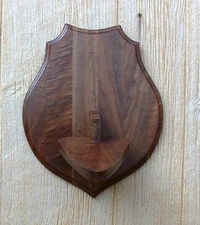 Black Walnut Boar European Skull Mount Wall Pedestal Plaque