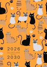 Five Year Planner 2026-2030: A5 Monthly Notebook Organizer Small Cute Cat Look