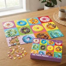 100 Piece Donuts Jigsaw Puzzle for Kids Teens Age 4-8 Gift Family Time Donuts