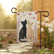 Valentine's Day Cat Garden Flag - Outdoor Banner, Yard Decor 12x18 inch