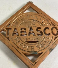 Tabasco Brand Logo Hot Pepper Sauce Metal Brass Trivet Wall Hanging McIlhenny Co