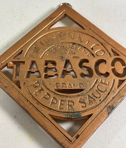 Tabasco Brand Logo Hot Pepper Sauce Metal Brass Trivet Wall Hanging McIlhenny Co