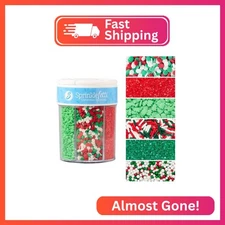 Sweets Indeed Christmas Sprinkles Mix – 6-Cell Holiday Assortment 6.45 oz | Edib