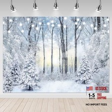 Snowy Forest Backdrop - Frozen Trees - Snowflake - Winter Wonderland - 8x6ft