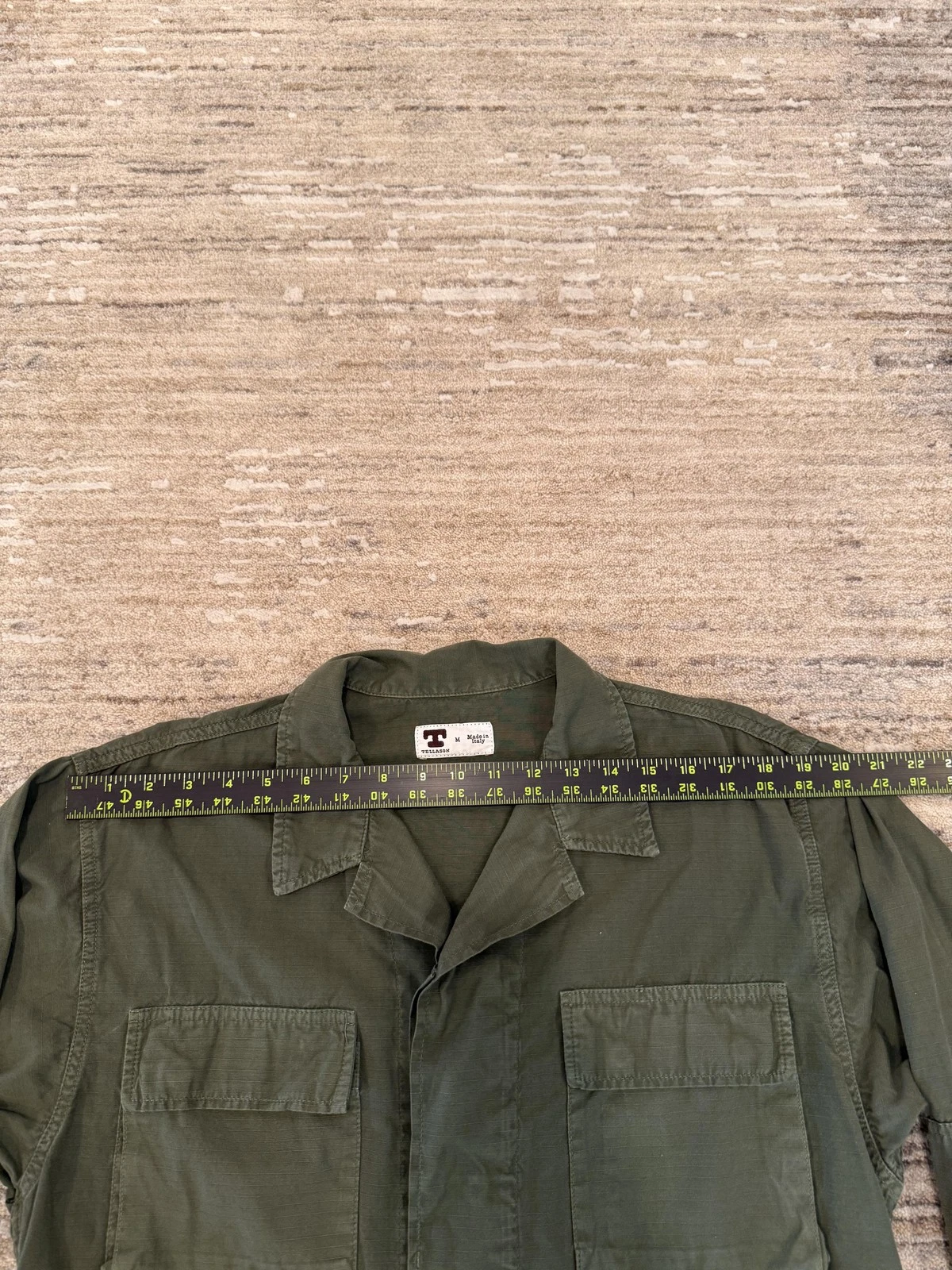 Tellason Jacket Mens Medium Green Cotton Military Field Utility Made In Italy image 17