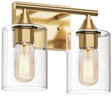 Gold Vanity Lights for Bathroom,2-Light Bathroom Light Fixtures,Brushed Brass Go