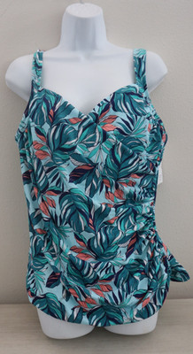 Miraclesuit x Talbots Sz 18W Teal Impressive Fronds Sanibel Underwire Tankini