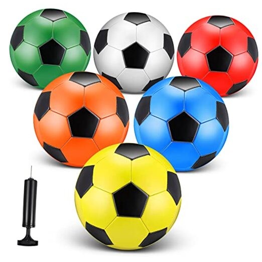  6 Pcs Soccer Ball Bulk with Pump Size 5/4/3 Operation Size 4 Colorful