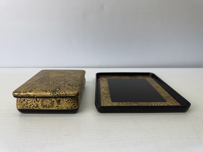小島工芸 K's way com2 C2B-80C No.6110185 Y9457 BOX Gold-inlaid Makie small case signed Wajima lacquerware