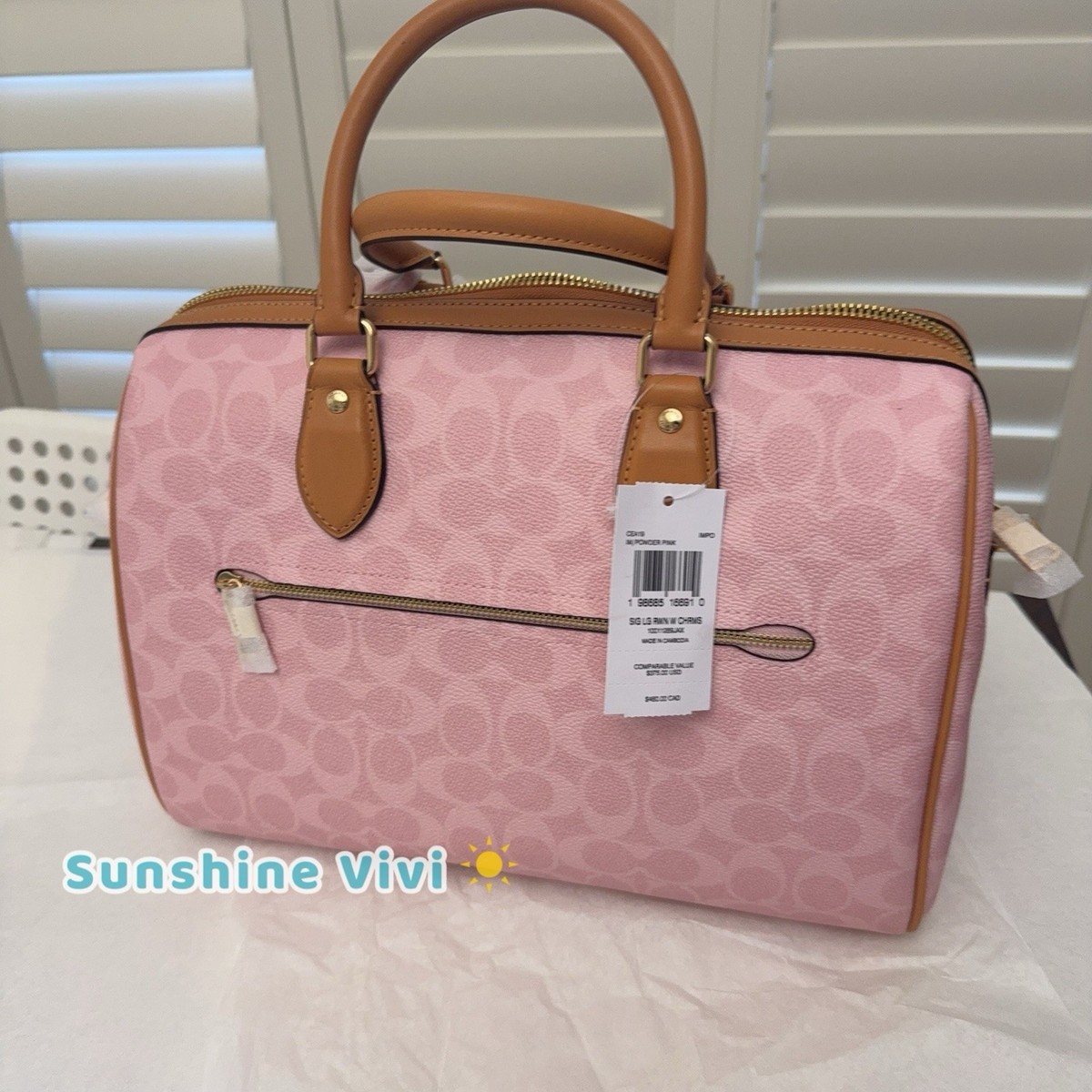 NWT Coach CEA19 Large Rowan Satchel Bag Signature Canvas With