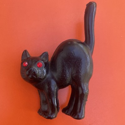 Vintage Retro 1950-70s Dolls House Halloween Plastic Black Cat Scared Miniature