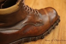 Scarpe Derby Boots vintage in pelle marrone da uomo UK 8,5 G US 9,5 EU 42,5