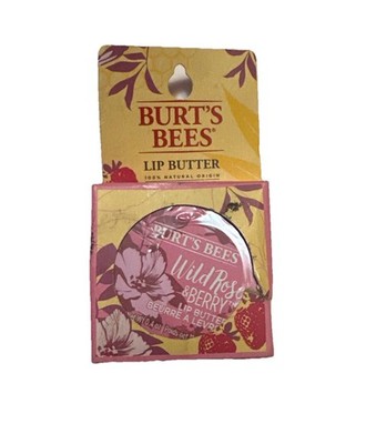 Burts Bees 100% Natural Lip Butter Tin Strawberry Oil 0.4 oz - WILD ROSE & BERRY