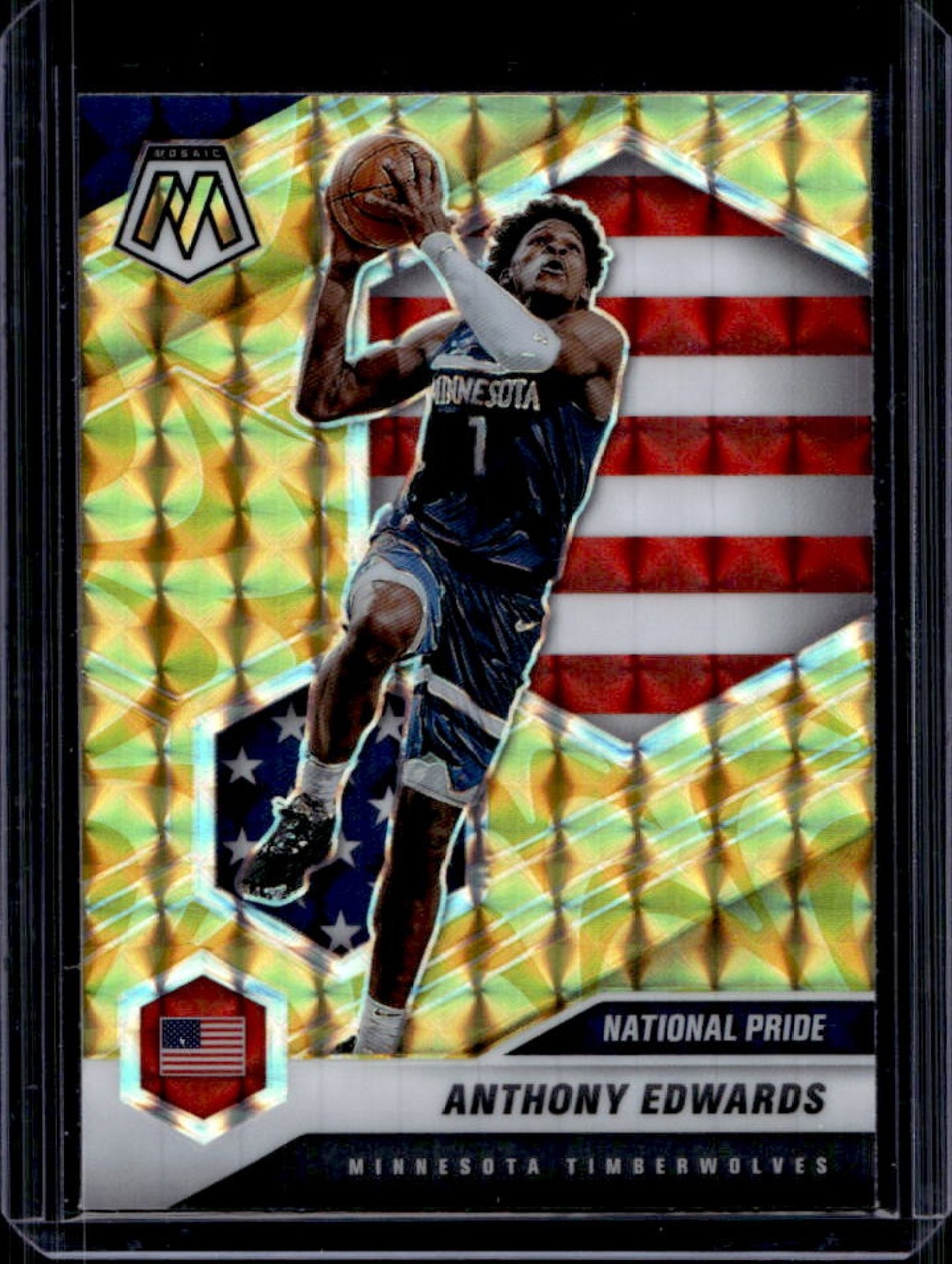 2020-21 Panini Mosaic Anthony Edwards Reactive Yellow National Pride RC #252