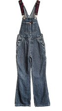 Tommy Hilfiger SPELLOUT BIB Overalls Carpenter Denim Pants XS 30" Inseam vintage