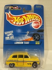1996 Hot Wheels Yellow London Taxi Collector #619 British Cab Service STOCK PIC