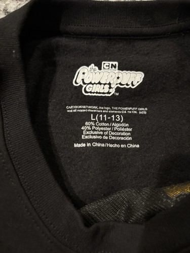 Powerpuff Girls PPG Sz L(11-13) Youth Black Embroidered Fleece Sweatshirt EUC - Picture 2 of 3