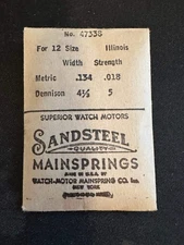 Sandsteel Mainspring for Illinois 12s Factory No. 47338 - Steel