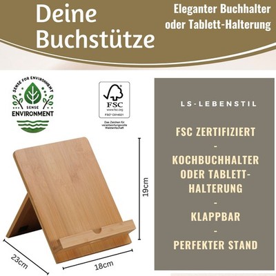 Holz Kochbuchhalter Bambus 23cm Braun Tablett-Halterung Stnder fr iPads  | eBay.de