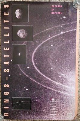 NASA Voyager 2 Flyby Neptune Rings Satellite 1990 Heavy Stock Poster 24  x 36 