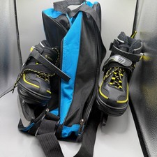 XIUWOUG Adjustable Ice Skates Kids Size Large 38-41 Black Yellow with Bag