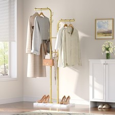 Gold Coat Rack, Freestanding Coat Hanger Stand, Entryway Clothes Rack with 8 ...