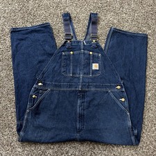 Carhartt Overalls Mens 42 x 29 Blue R07 DST Denim Workwear Chore Vintage