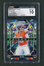 2024 Panini Prizm Bo Nix Prizmatic Green Wave Rookie RC #11 CGC 10 Gem Mint
