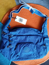 KIPLING CLASSICS EUOPA NEW ZEBRA EMBOSSED BLUE WITH METAL MONKEY