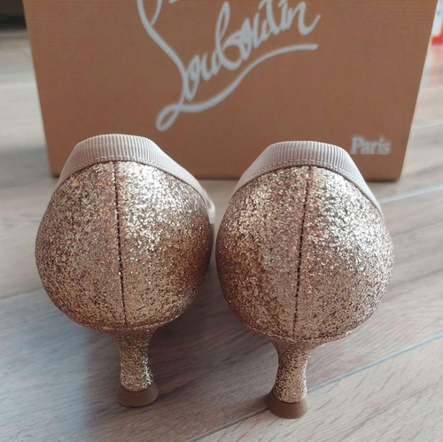 Zapatos de salón Christian Louboutin cinta de tacón beige brillante EU34.5/US4.5 95684c - Imagen 3 de 24