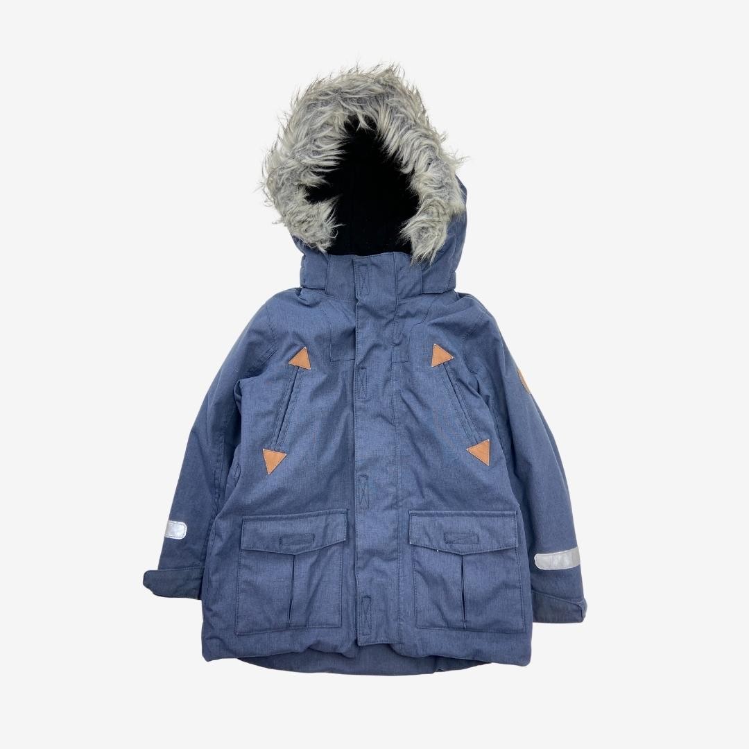 Polarn O Pyret Kids In Coat Polarn Pyret, Navy Coat With Fur Hood