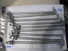 (10) Concrete L Bent Anchor Bolts 1/2-13 x 12" Hot Galvanized with Washers/Nuts