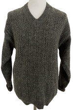 Teconit Men's Jumper Size L Grey Long Sleeve V Neck Used