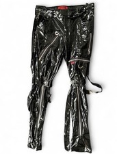 TRIPP NYC PVC Vinyl Skinny Pants Black Belted Zipper Women's Punk Rock Grunge