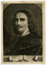 Rara antica stampa maestro-RITRATTO-PITTORE-PIETRO TESTA-I. furgone Waesberge-ca.1650