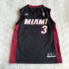 Miami Heat Jersey Boys Small Black Dwyane Wade 3 Adidas Basketball NBA Away
