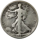 1921-D Denver Walking Liberty Half Dollar 50C Very Good Near Fine VG+