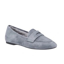 BIRDIES Vesper Flat In Smoke Suede Faux Fur Sz 6 GUC