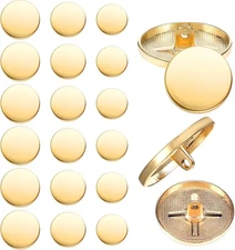 Gold Button, Mabor 18pcs Metal Flat Button Buttons for Medium, 