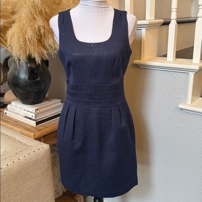 Banana Republic Navy Shimmer Shift Tank Business Office Wear Dress 6P